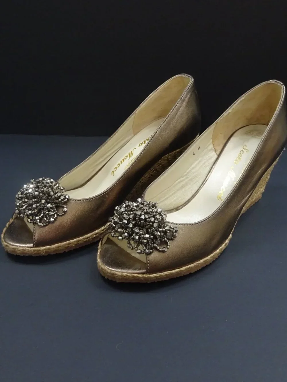 Sesto Meucci Bronze Metallic Wedge Pumps - Size 4M